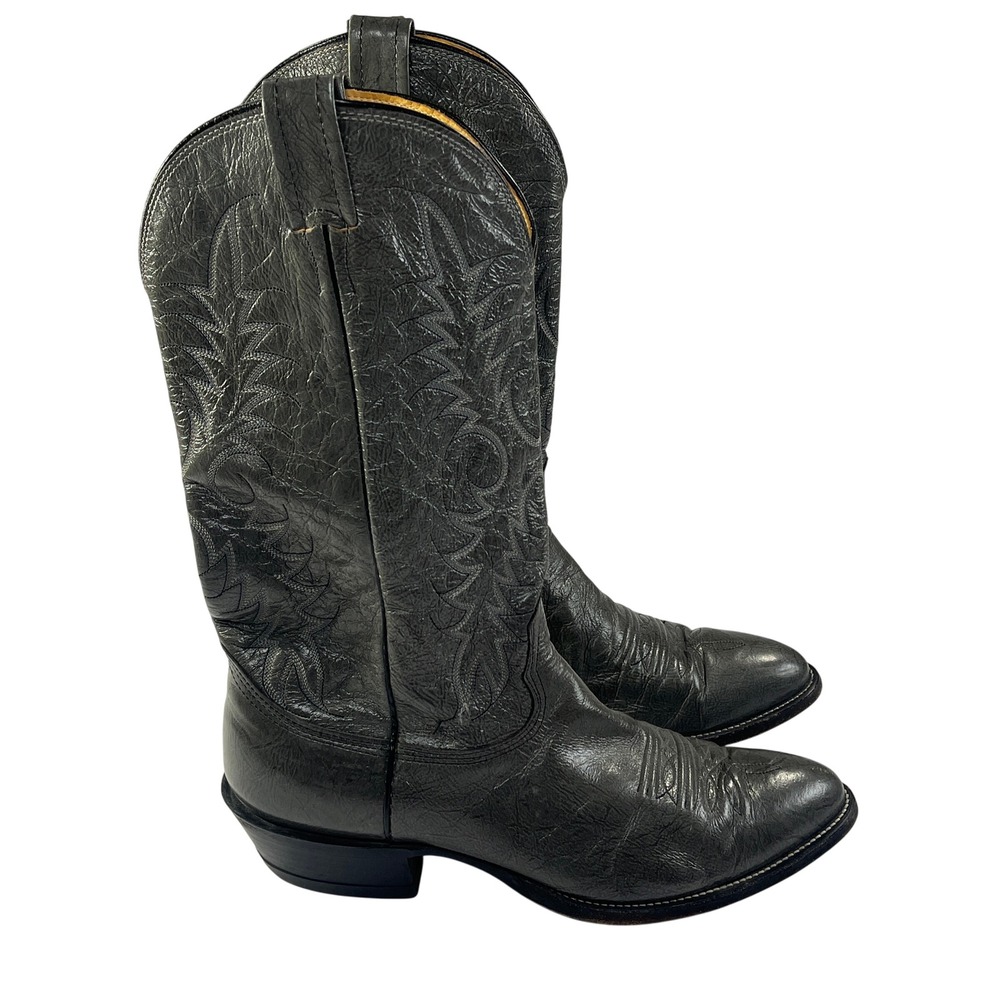 Vintage Nocona Cowboy Boots Mens 10D Grey Leather Western USA Kangaroo Exotic